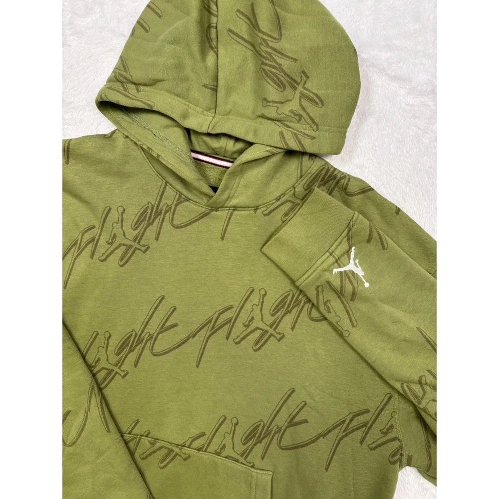 Air Jordan Flight Jumpman Hoodie Mens M Olive Green AOP Nike Street Basketball